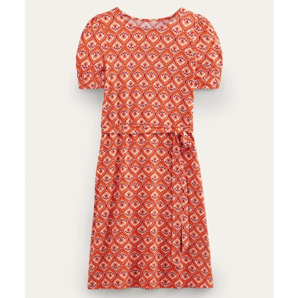 *SOLD* Boden Knot Detail Jersey Mini Dress Geo Cascade Size 2 - Picture 6 of 12